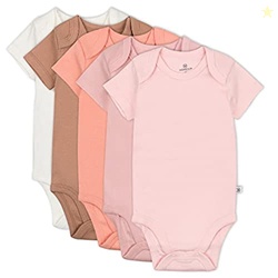 Honestbaby Organic Cotton Short Sleeve Bodysuits Multi Pack, 5 Pack Pink Sands, 6-9 Months