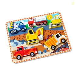 Melissa & Doug Construction Vehicles Wooden Chunky Puzzle (6 pcs) - FSC Certified