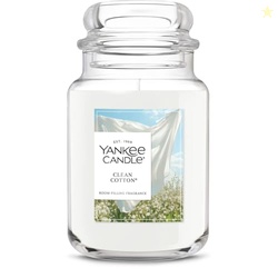 YANKEE CANDLE CLEAN COTTON, SCENTED CANDLE, 22OZ LARGE JAR WITH UP TO 150 HOUR BURN TIME, GIFTABLE, BIRTHDAYS
