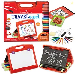 FABER-CASTELL DO-ART 3-IN-1 TRAVEL EASEL - 30 PIECE TABLETOP EASEL FOR KIDS WITH ART SUPPLIES, MULTICOLOR