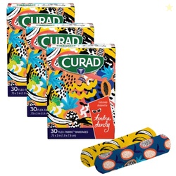 Curad Kendra Dandy Designer Adhesive Fabric Bandages (90 Count), 2 Colorful Patterns - Bananas and Dragonfruit, First Aid Bandages are .75" x 3", 30 Count Boxes (3 Pack)