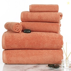 100 Percent Cotton Towel Set, Zero Twist, Soft and Absorbent 6 Piece Set With 2 Bath Towels, 2 Hand Cloths and 2 Washcloths (Brick) By Lavish Home