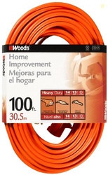 Woods 0627 14/3 Outdoor SJTW Vinyl Extension Cord; 100-Foot; Orange