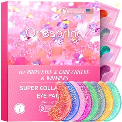 Onespring Under Eye Patches (24 Pairs) - Eye Gel Pads for Wrinkles, Puffy Eyes, Dark Circles, Eye Bags, Natural Collagen Eye Gels Pads, Under Eye Mask Patches for Refreshing, Revitalizing