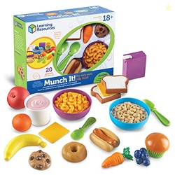 Learning Resources New Sprouts Munch It! Food Set - Food Kitchen Accessories, Pretend Toys, Toddler Picnic Table Games,Kitchen Set, Grocery Fine Motor Skills, Montessori Cooking