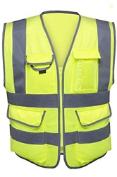 Neiko High Visibility Safety Vest ANSI Class 2, 7 Pockets, Neon Yellow, Large (L)
