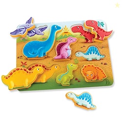 B. toys- Peek & Explore - Dinosaurs- Wooden Puzzle  Chunky Puzzle for Toddlers, Kids  Dinosaur Puzzle  Educational & Developmental Toys  2 Years +