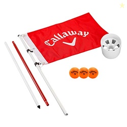 Callaway Golf Flagstick & Cup Set, 7' Nylon Flag, 3 Soft-Flight Balls