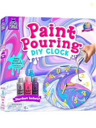 PURPLE LADYBUG Paint Pouring DIY Clock Kit - Arts and Crafts for Kids Ages 8-12, Painting Kit for Kids 6-8 - Gifts for 6-12 Years Old Girls & Boys Birthday & Christmas - Tween & Teen Girl Gifts Ideas