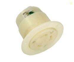 Leviton 30 Amp, 250 Volt, Flanged Outlet Locking Receptacle, Industrial Grade, Grounding, 2626F, White