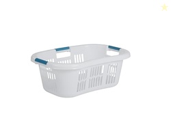 Rubbermaid Large Hip-Hugger Laundry Basket/Hamper, 1.5-Bushel, White, Stackable Storage Bin/Organizer for Bathroom/Bedroom/Dorm/Home