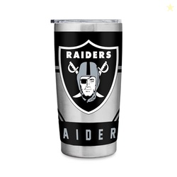Rico Industries NFL Football Las Vegas Raiders 20oz Stainless Steel Tumbler with Lid - Great For Coffee, Tea, Water or Cocktails