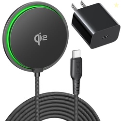 INIU Magnetic Wireless Charger, Qi2 Certified 15W Fast Mag-Safe Wireless Charging Pad with Cooling Fan, Only for iPhone 17 16 15 14 13 12 Series, AirPods, and More (Adapter Included)