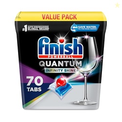 Finish Quantum Infinity Shine Dishwasher Pods, No Pre-Rinse Dishwasher Detergent Soap Removes 24HR Dried-On Stain and Grease, Leaving a Virtually Spotless Shine, 70 Count