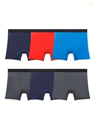Fruit of the Loom Men's 360 Stretch Boxer Briefs (Quick Dry & Moisture Wicking), Regular Leg - Cooling Channels - 6 Pack Assorted Colors, Large