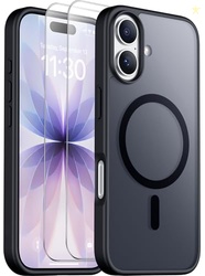 SPIDERCASE Only Designed for iPhone 17 Case, Magnetic Translucent with [2PCS Tempered Glass Screen Protector] [Military Grade Drop Protection] Anti-Fingerprint Case Just for iPhone 17 6.3", Black