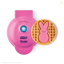 PEEPS x Dash Bunny Mini Waffle Maker for Individual Waffles, Hash Browns, Keto Chaffles with Easy to Clean, Non-Stick Surfaces, 4 Inch - Pink