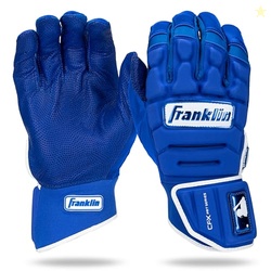 Franklin Sports MLB Batting Gloves - CFX Pro PRT Heavy Duty Protective Baseball + Softball Batting Gloves - Adult Padded Reinforced Leather - Adult X-Large - Royal