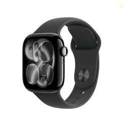 Apple Watch Series 11 [GPS + Cellular 42mm] Smartwatch with Jet Black Aluminum Case with Black Sport Band - S/M. Sleep Score, Fitness Tracker, Health Monitoring, Always-On Display, Water Resistant