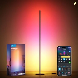 Govee RGBIC Floor Lamp Basic, LED Corner Lamp Works with Alexa, 1000 Lumen Smart Modern Floor Lamp with Music Sync and 16 Million DIY Colors, Color Changing Standing Lamp for Bedroom Living Room Black