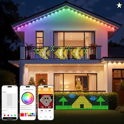 Smart Christmas Net Lights Outdoor 10*3ft 492 LED with DIY Mode & 56 Preset Patterns Waterproof Timer RGBW Color Changing Bluetooth APP Control Bush Net Christmas Lights Outdoor Mesh Light for Bushes