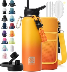 Portable Sports Water Botttle with Straw, Carrier Bag