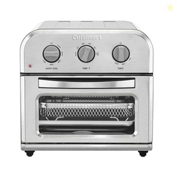 Cuisinart Compact Air Fryer Toaster Oven, Stainless Steel Fryer with 6-in-1 Functions, Adjustable Temperature, Includes Oven Rack, Baking Pan and Air Fry Basket, TOA-26