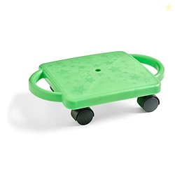 hand2mind Green Indoor Scooter Board with Handles, Sit Down Floor Scooter, Gym Activities for Kids, Indoor Recess Games, Sport Scooters, Physical Education Equipment, Gross Motor Toys