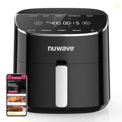 Nuwave Brio Plus Air Fryer 8 Qt, New & Improved, PFAS-FREE, 7 Digital One-Touch Cook Functions that AIR FRY, BAKE, ROAST, DEHYDRATE, TOAST, REHEAT, PREHEAT, 150 Presets, 50F~400F, 700/1500/1800W