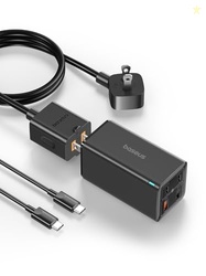 Baseus USB C Charger 100W, 4-Port GaN6 Foldable Wall Charger Compact Fast Charging Block Power Adapter for MacBook, Google Pixelbook, ThinkPad, Dell XPS, iPad, Galaxy S23, iPhone 15/Pro, Steam Deck