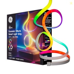GE Cync Dynamic Effects Smart LED Light Strip with Music Sync, Color Changing WiFi Lights, Indoor Light Strip, Compatible with Alexa and Google Home, 32ft and Power Supply