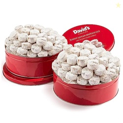 David's Cookies Gourmet Butter Pecan Meltaway Round Tin with Crunchy Pecans and Powdered Sugar, All-Natural Ingredients, Kosher, Ideal Present for Special Occasions, 64 Oz (2 Pack)