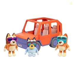 BLUEY BIG HEELER 4WD AND FAMILY TODDLER TOY CAR, BINGO AND CHILLI PLUSH BUDDIES, OPENING HOOD STORAGE, CAR TOYS FOR KIDS 3+, AMAZON EXCLUSIVE