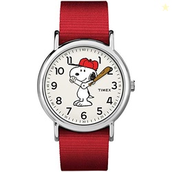 TIMEX UNISEX TW2R41400 WEEKENDER 38MM PEANUTS SNOOPY NYLON SLIP-THRU STRAP WATCH