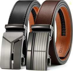 CHAOREN Leather Ratchet Belt Men 2 Pack