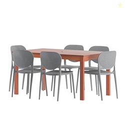 Amazonia Patio Amazonia Eucalyptus Wood Outdoor Dining Set GR, Gray