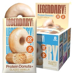 Legendary Foods Protein Donuts - 22g Protein, Glazed Vanilla, Zero Sugar Snack, Gluten Conscious, Low Carb, Keto Suitable, Diabetic and GLP-1 Diets - 8 Pack with Two Donuts per pack