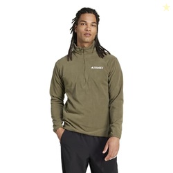 adidas Men's Terrex Multi Essentials Half-Zip Fleece Hiking Jacket, Olive Strata, Medium