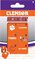 Masterpieces Game Day - NCAA Clemson Tigers - 6 Piece Team Logo Dice Set - D6 Standard Size