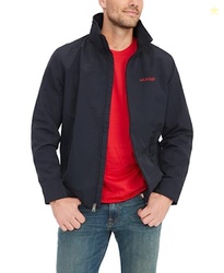 Tommy Hilfiger Men's Lightweight Waterproof Regatta Bomber Jacket, Sustainable Desert Sky, LARGE