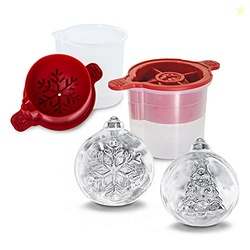 Tovolo Christmas Ornament Ice Molds, Odor and BPA Free - Dishwasher Safe, Set of 2, Tree & Snowflake