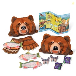 Melissa & Doug Yellowstone National Park Grizzly Bear Games and Pretend Play Set with Plush Bear Heads and Paw Gloves, Kids Animal Activity for Preschoolers, Pretend Play Active Games for Ages 3+