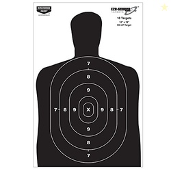 Birchwood Casey 12" x 18" Eze-Scorer BC-27 High-Contrast Silhouette Shoot-Up Brilliant White Paper Targets for Indoor and Outdoor Use, Color Options, Black - 100 Targets