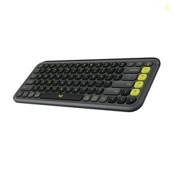 Logitech POP ICON Keys Wireless Bluetooth Keyboard, Comfortable Typing, Programmable Keys, Easy-Switch Between up to 3 Devices, for Laptop, Tablet, PC  Graphite and Green