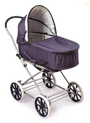 Badger Basket English Style Doll Stroller - Adjustable Canopy Classic Doll Pram - Fits 18 to 22-Inch Dolls - Durable Pretend Play Toy with Smooth Wheels for Kids - Navy