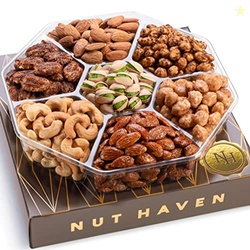 Holiday Christmas Nuts Gift Basket - Assortment of Sweet & Roasted Salted Gourmet Nuts - Assorted Food Gift Box for Christmas, Holiday, Family, Sympathy, Men & Women.