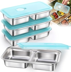 4 Pack Stainless Steel Snack Containers with Lids AD