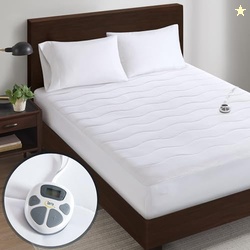 Serta Heated Mattress Pad Twin Size - Electric Mattress Pad, 10 Heat Setting Controller, Auto Shut Off Timer, Deep Elastic Pocket, Up to 17" Mattress, ETL Certified, Machine Wash, Twin, White