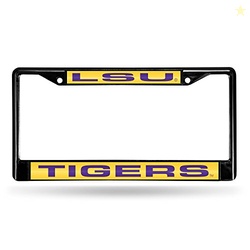 Rico Industries NCAA LSU Tigers Black Black Laser Cut Chrome Frame 12" x 6" 12" x 6" Black Laser Cut Chrome Frame - Car/Truck/SUV Automobile Accessory