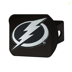 FANMATS 25108 TAMPA BAY LIGHTNING BLACK METAL HITCH COVER WITH METAL CHROME 3D EMBLEM,3.4"X4"